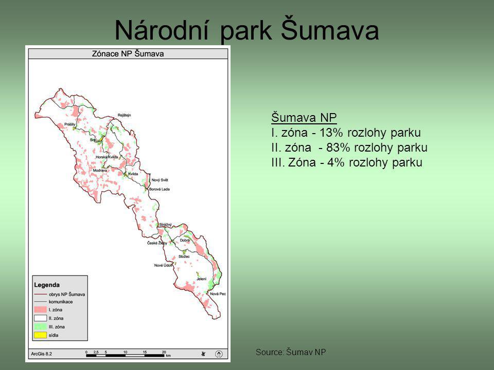 Národní park Šumava Šumava NP I. zóna - 13% rozlohy parku