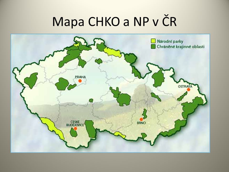 Mapa CHKO a NP v ČR