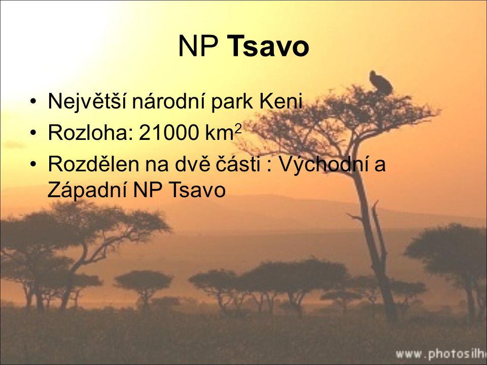 NP Tsavo Největší národní park Keni Rozloha: km2