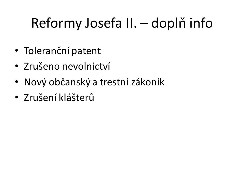 Reformy Josefa II. – doplň info