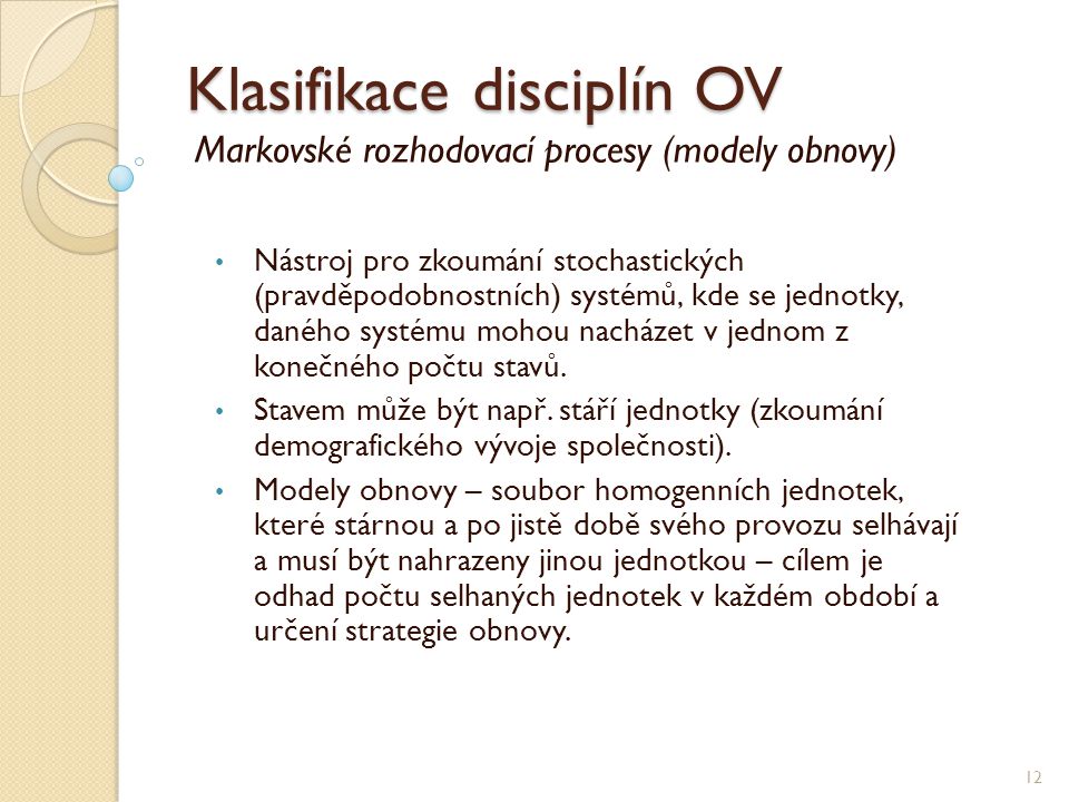 Klasifikace disciplín OV
