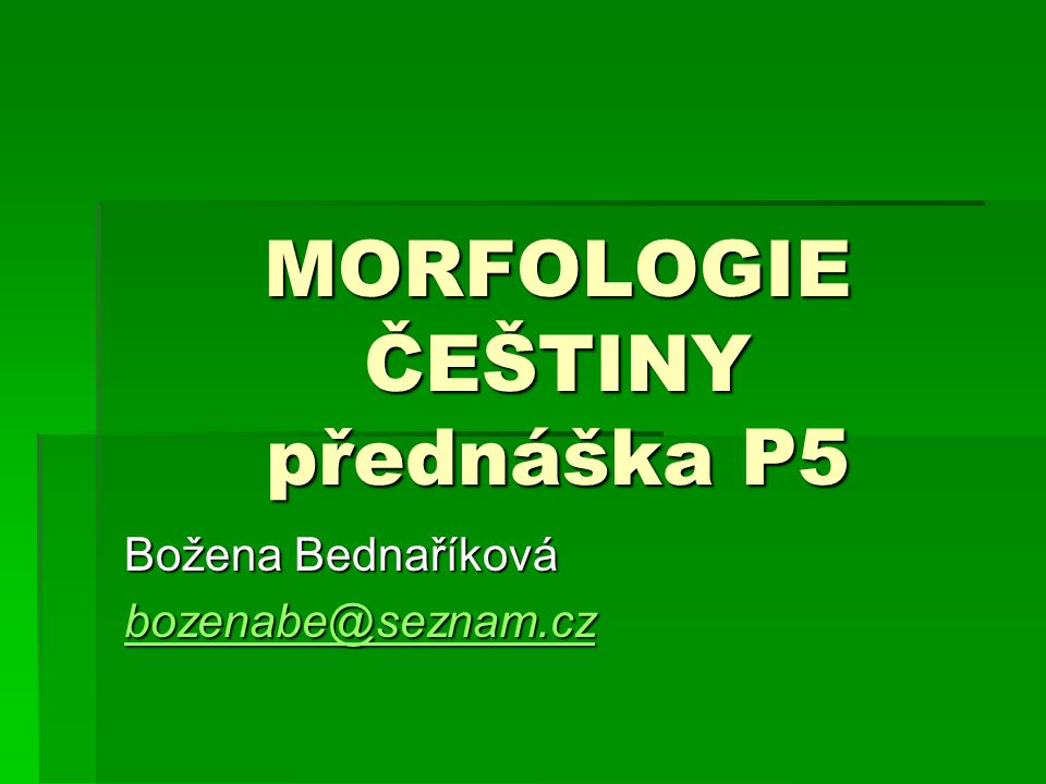 MORFOLOGIE ČEŠTINY přednáška P5