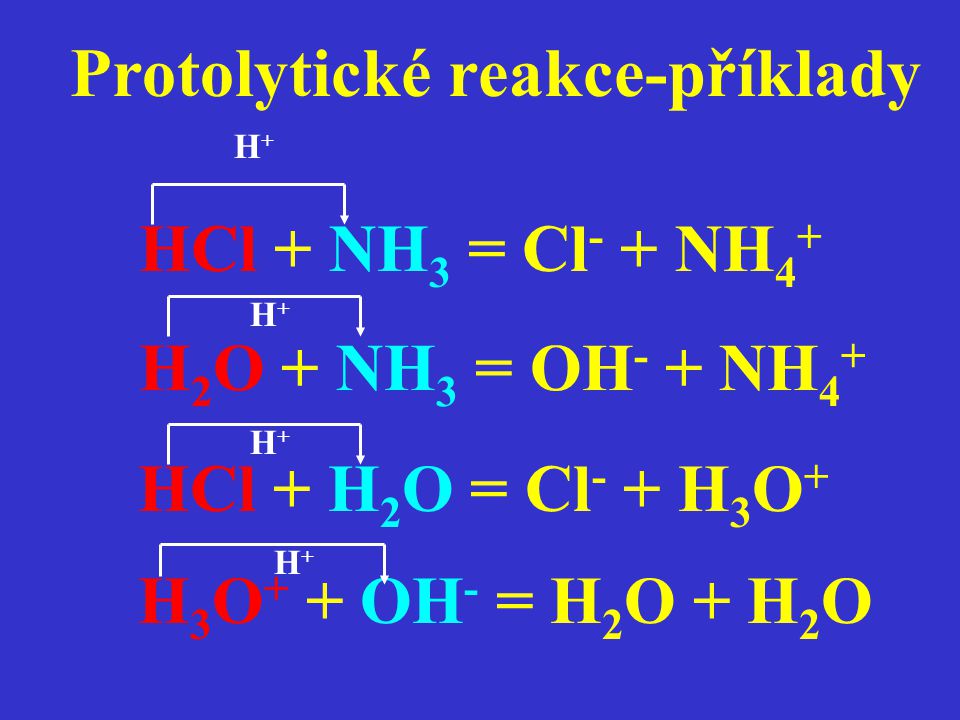 Protolytické reakce-příklady