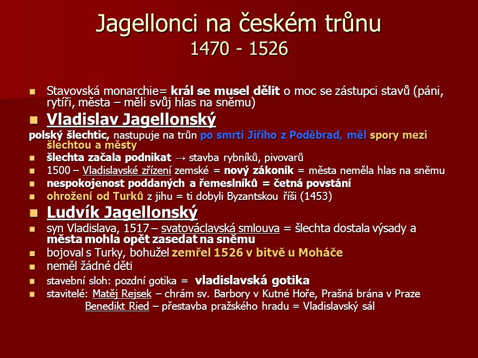 Jagellonci na českém trůnu