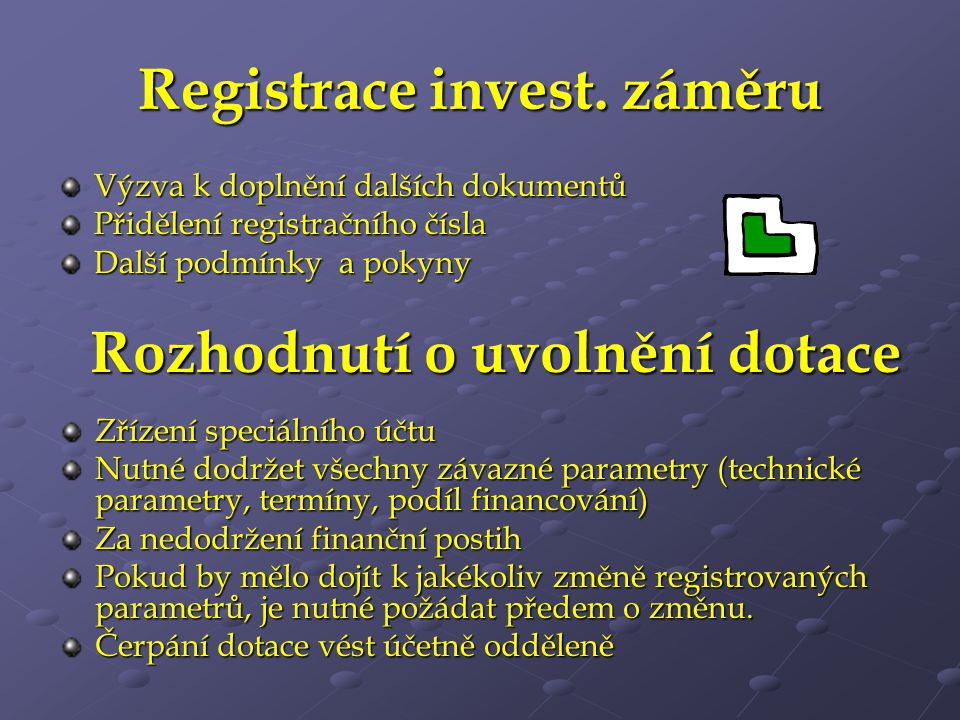 Registrace invest. záměru
