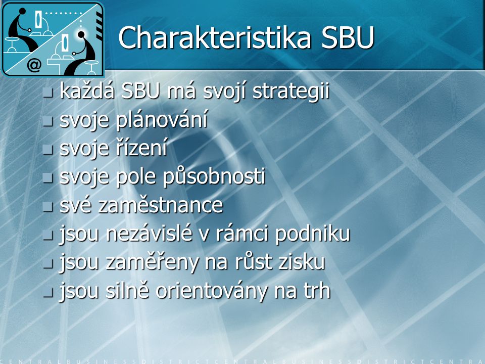 Charakteristika SBU každá SBU má svojí strategii svoje plánování