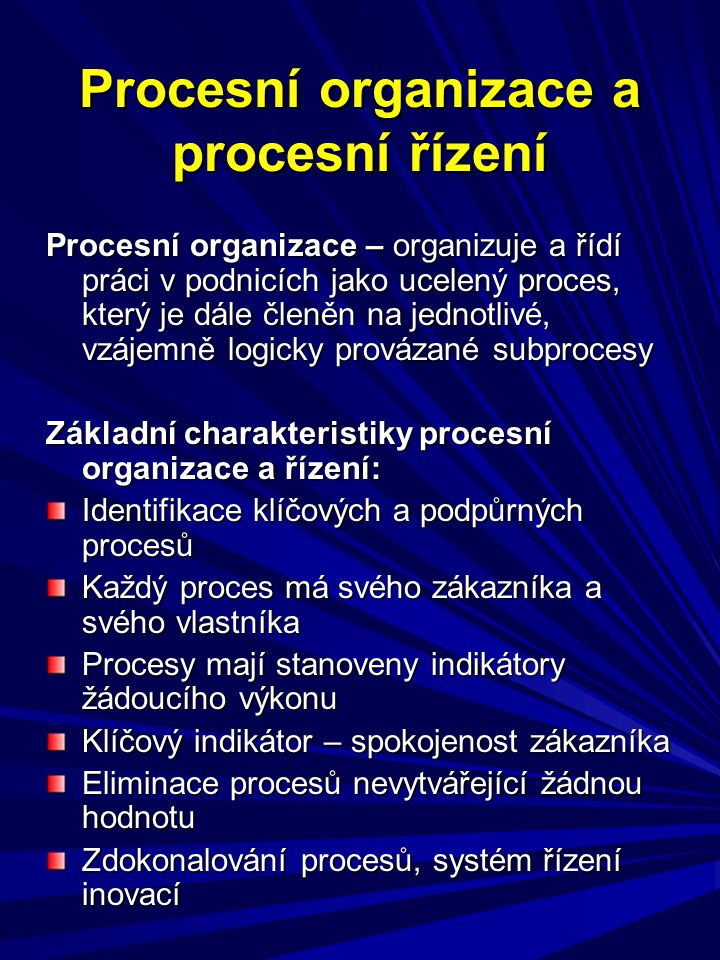 Procesní organizace a procesní řízení
