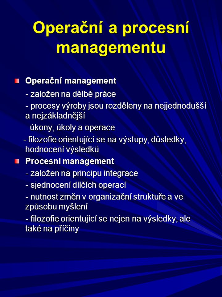 Operační a procesní managementu