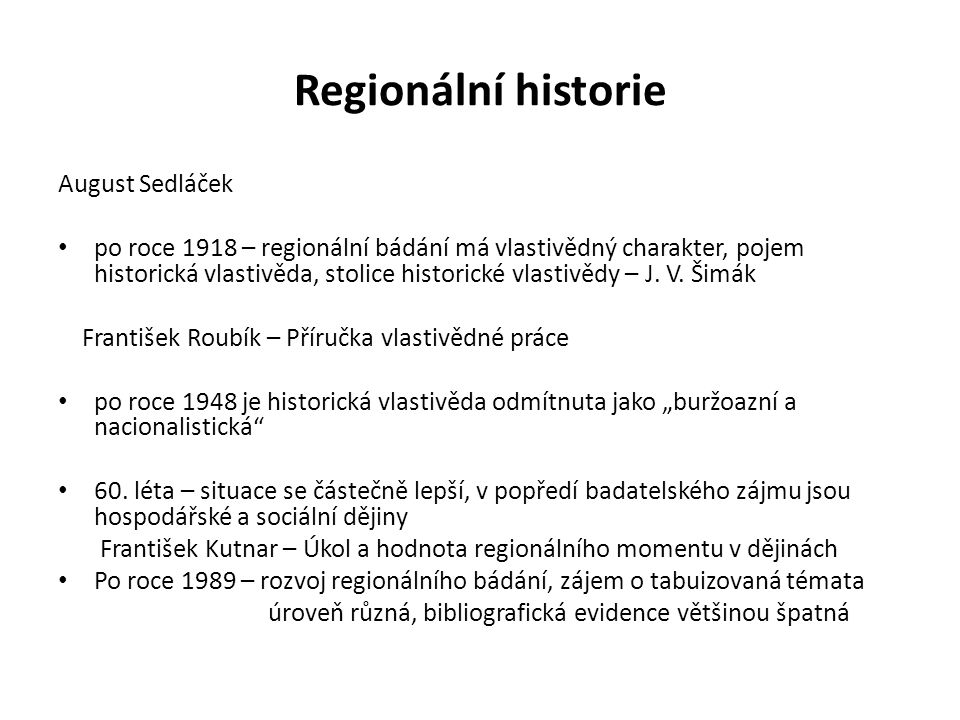 Regionální historie August Sedláček