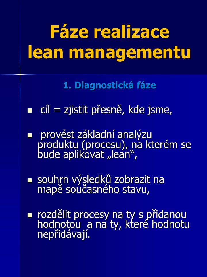 Fáze realizace lean managementu