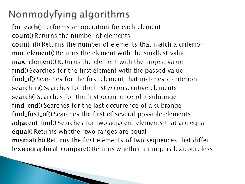 Nonmodyfying algorithms