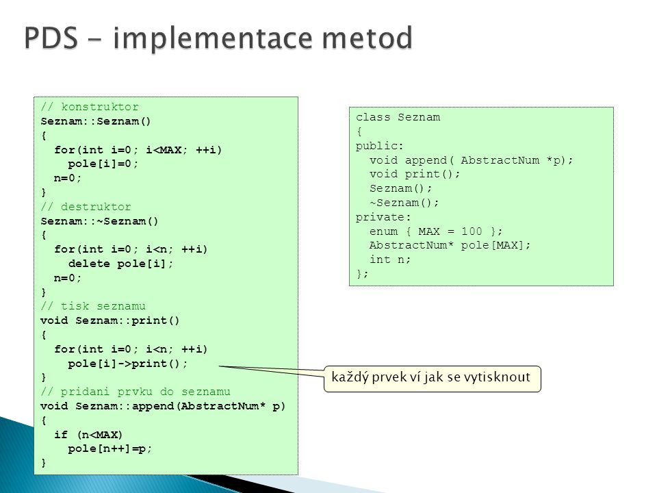 PDS - implementace metod