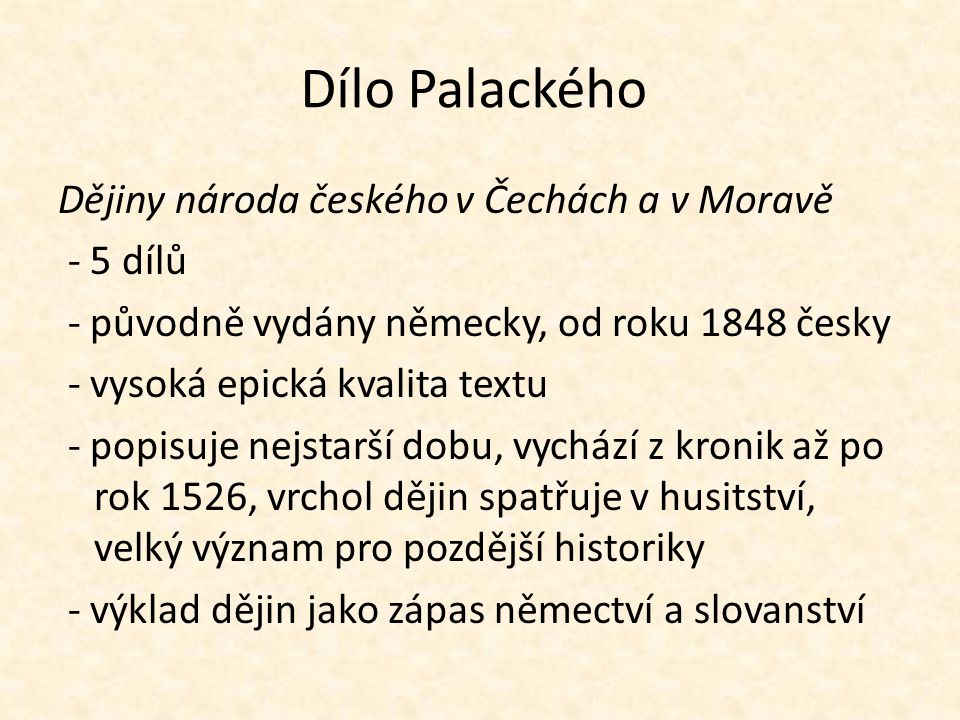 Dílo Palackého Dějiny národa českého v Čechách a v Moravě - 5 dílů