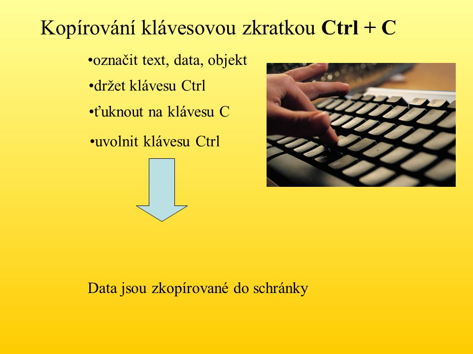 Kopírování klávesovou zkratkou Ctrl + C