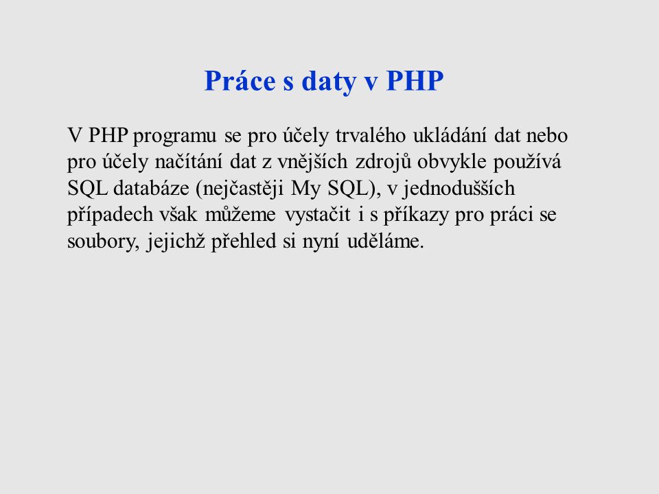 Práce s daty v PHP