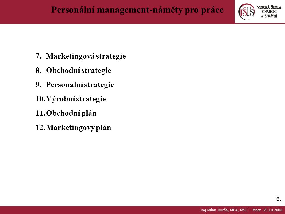 Personální management-náměty pro práce