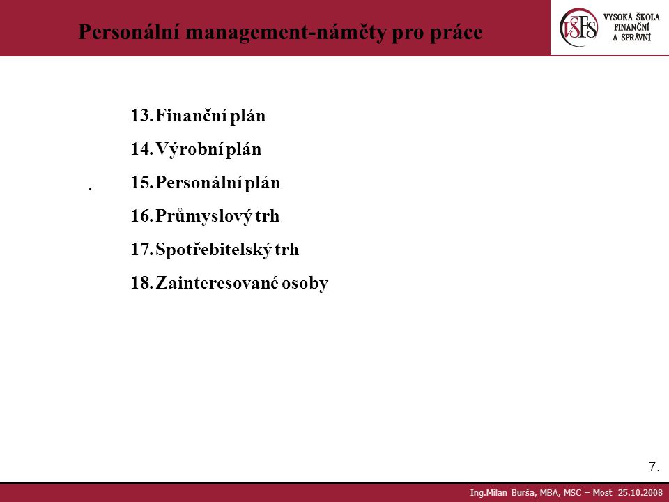 Personální management-náměty pro práce