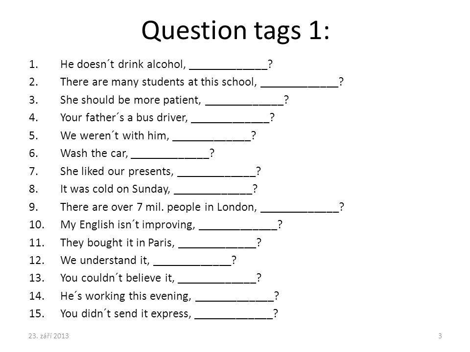 Tag questions упражнения 7 класс