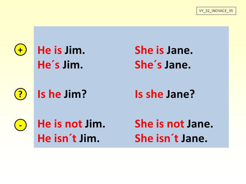 He is not Jim. She is not Jane. He isn´t Jim. She isn´t Jane.