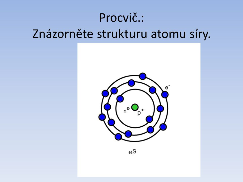 Procvič.: Znázorněte strukturu atomu síry.