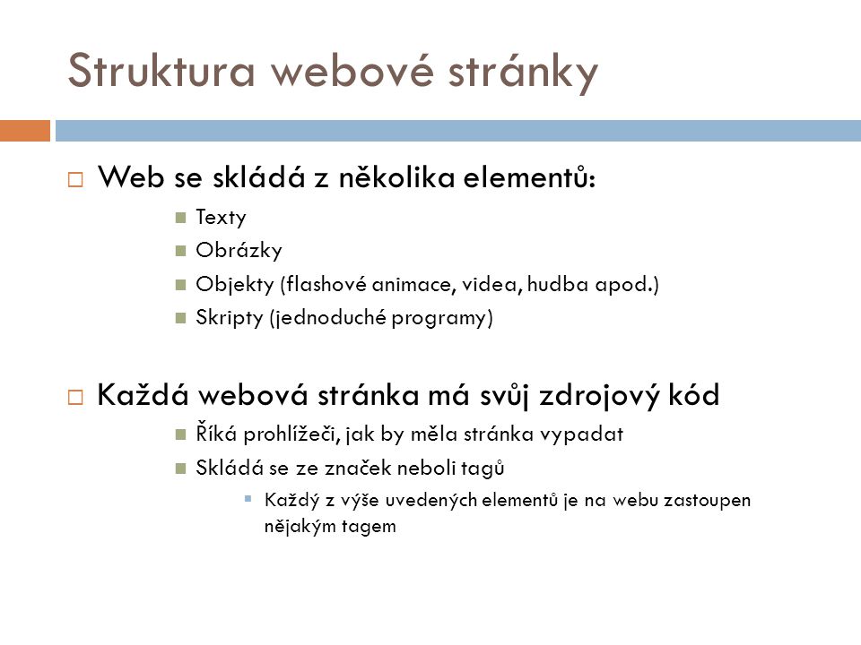 Struktura webové stránky