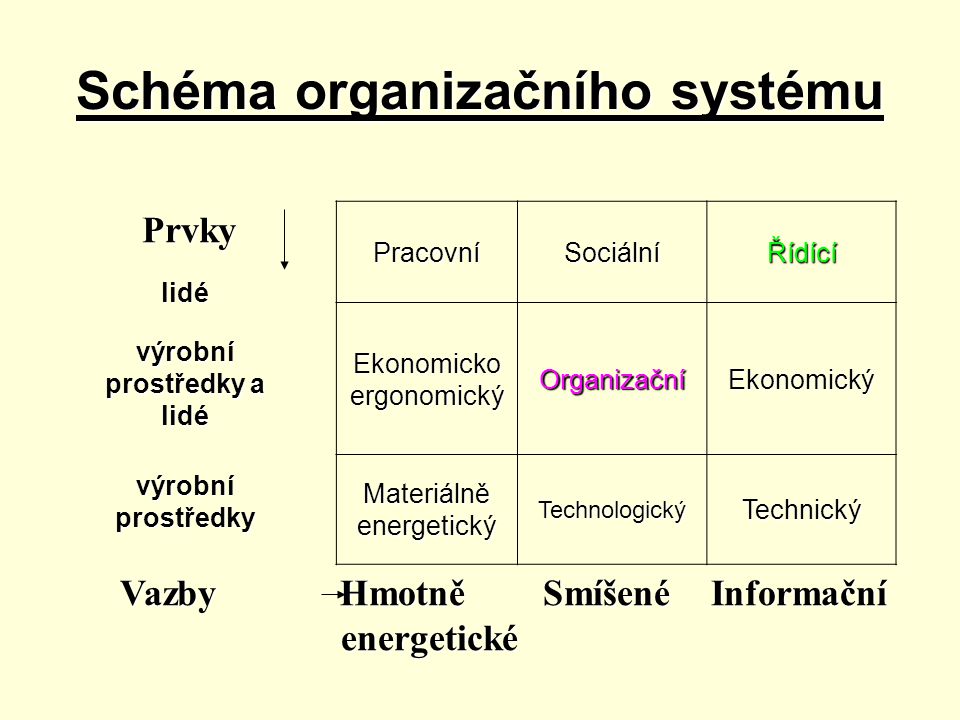 Schéma organizačního systému