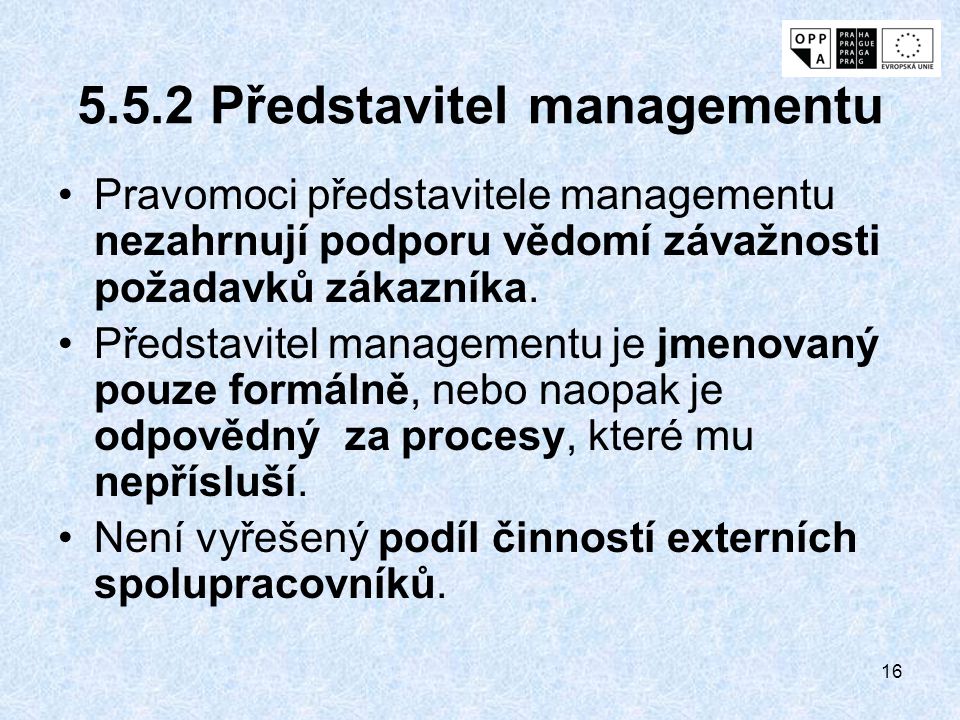 5.5.2 Představitel managementu