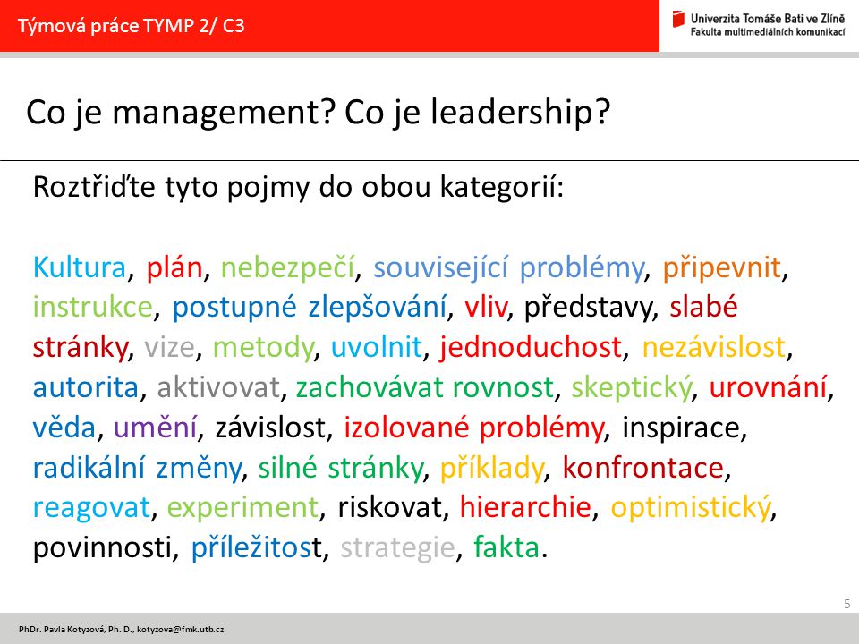 Co je management Co je leadership