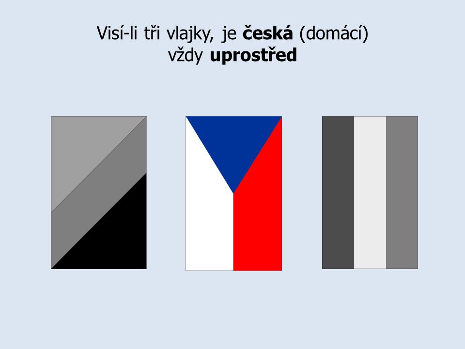 Visí-li tři vlajky, je česká (domácí) vždy uprostřed