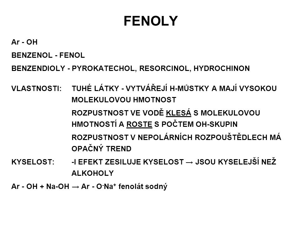 FENOLY Ar - OH BENZENOL - FENOL