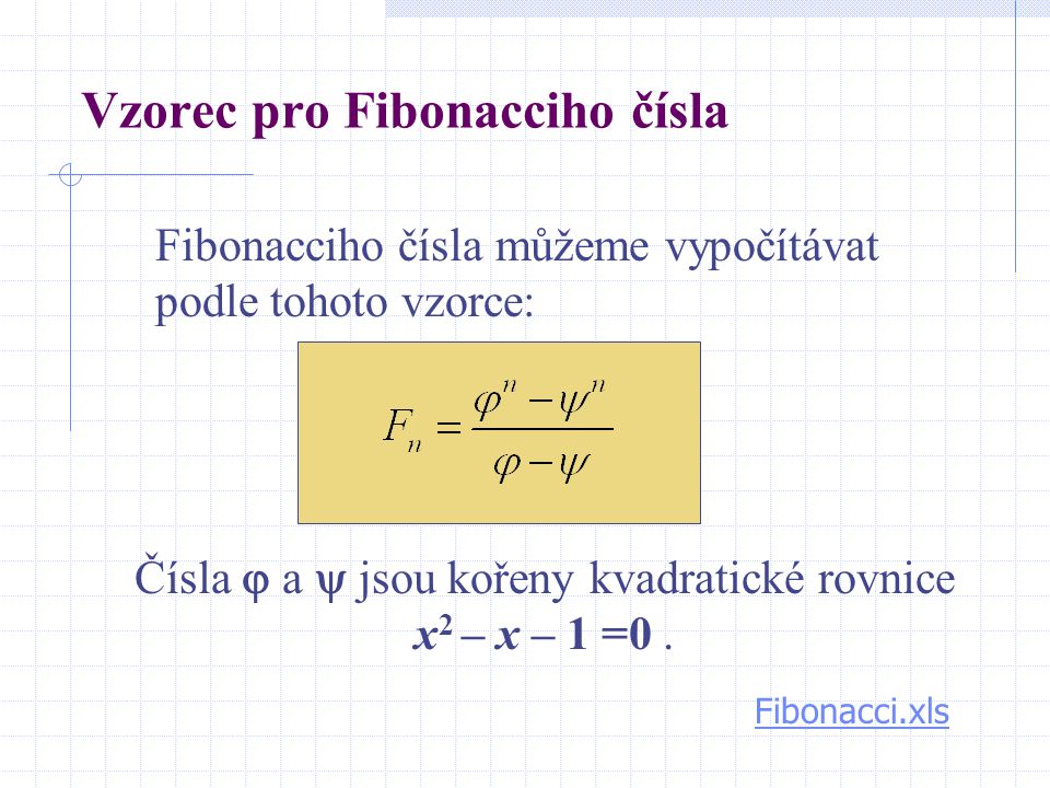 Vzorec pro Fibonacciho čísla