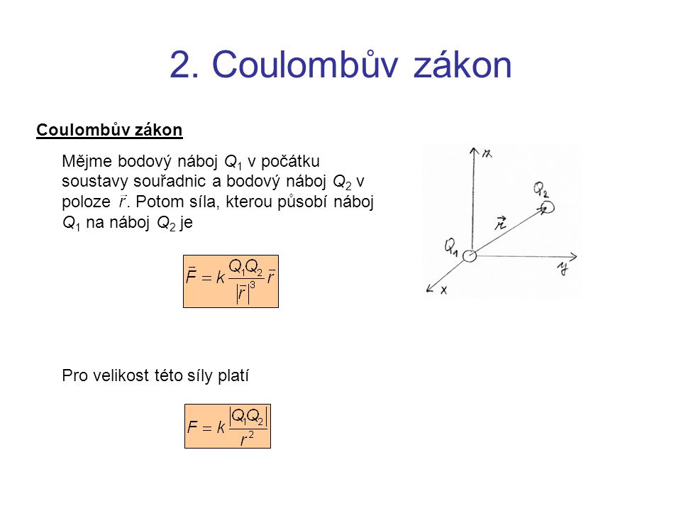 2. Coulombův zákon Coulombův zákon
