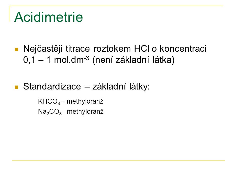 Acidimetrie KHCO3 – methyloranž