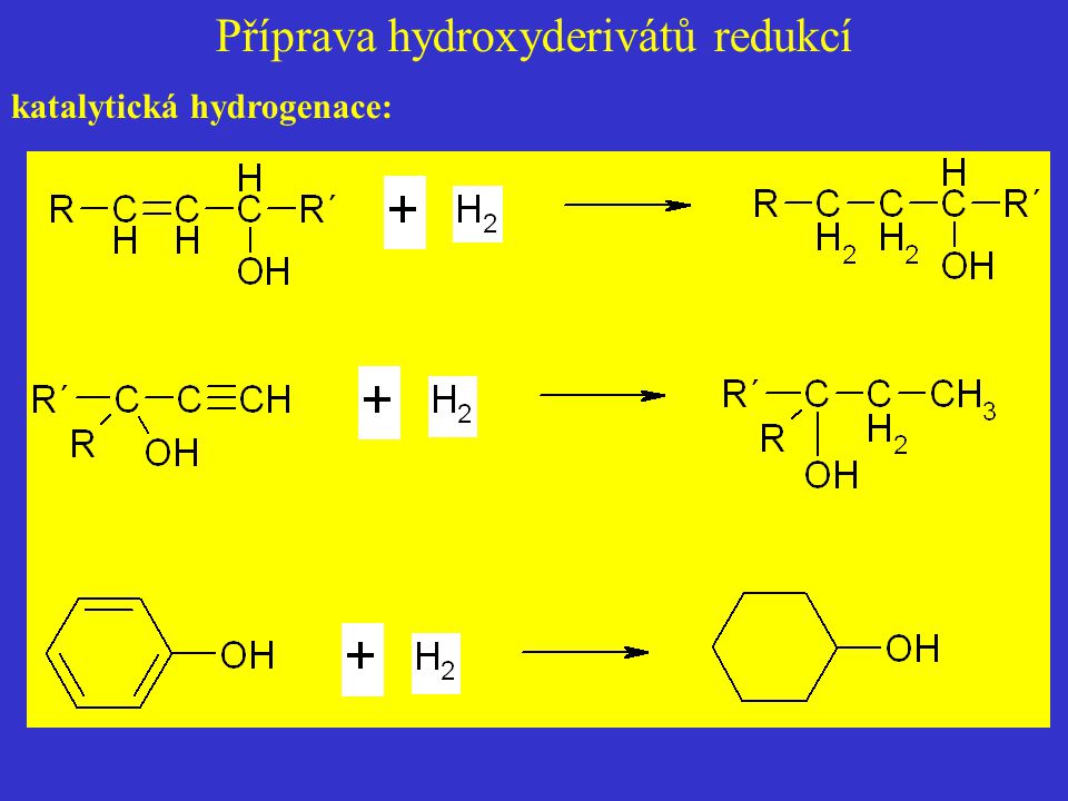 Příprava hydroxyderivátů redukcí