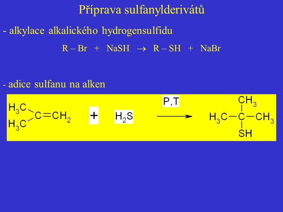 Příprava sulfanylderivátů