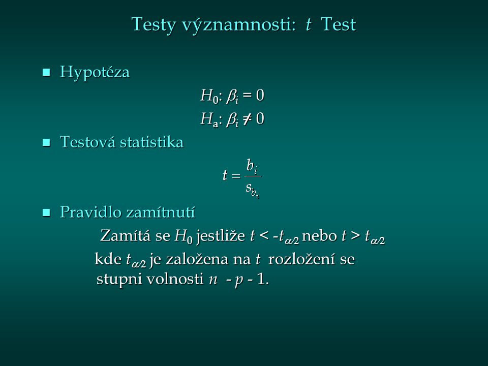 Testy významnosti: t Test