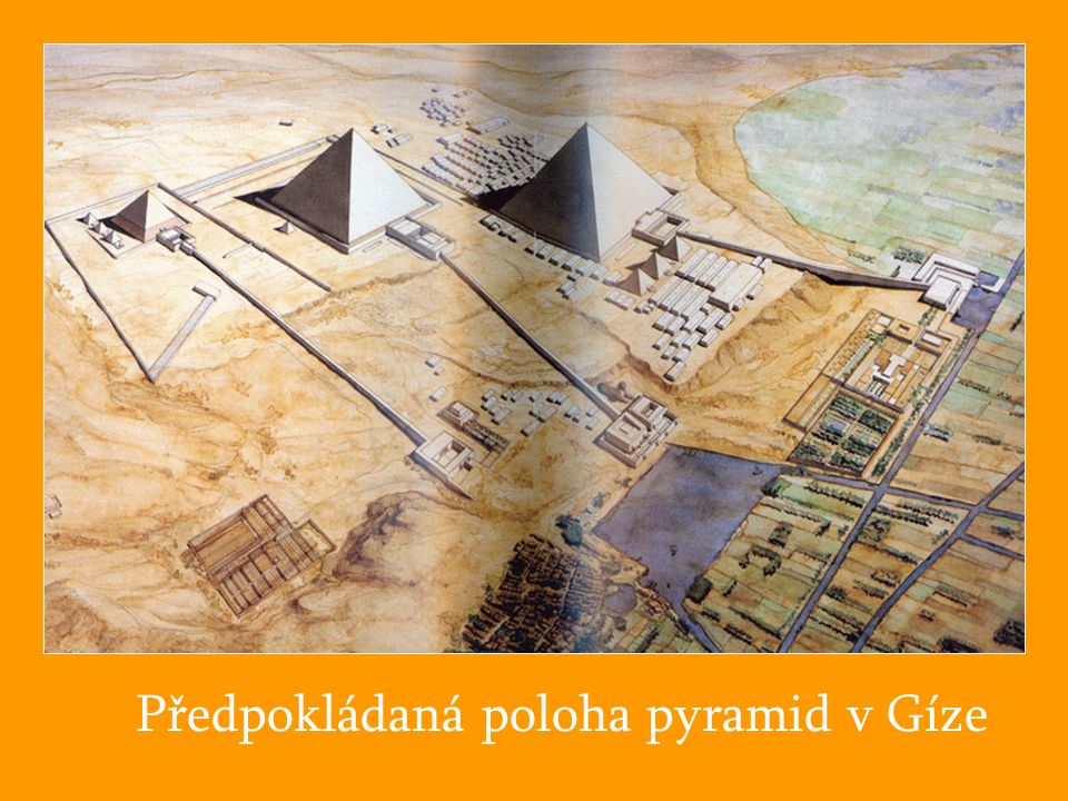 Předpokládaná poloha pyramid v Gíze