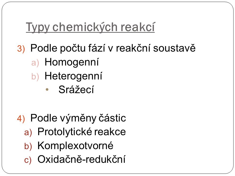Typy chemických reakcí