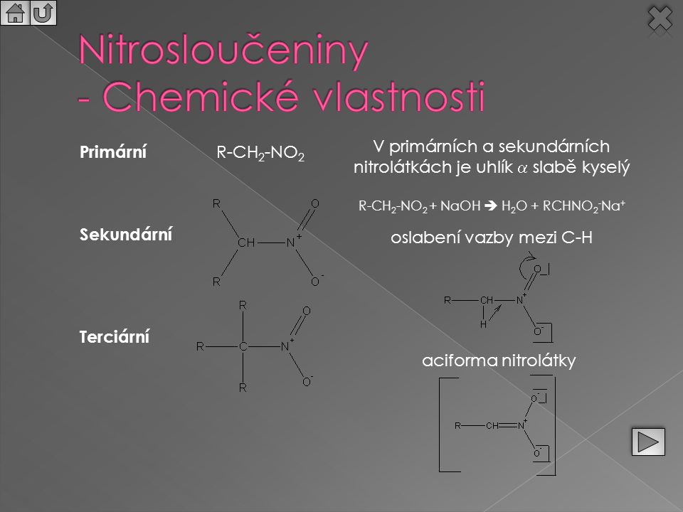 Nitrosloučeniny - Chemické vlastnosti