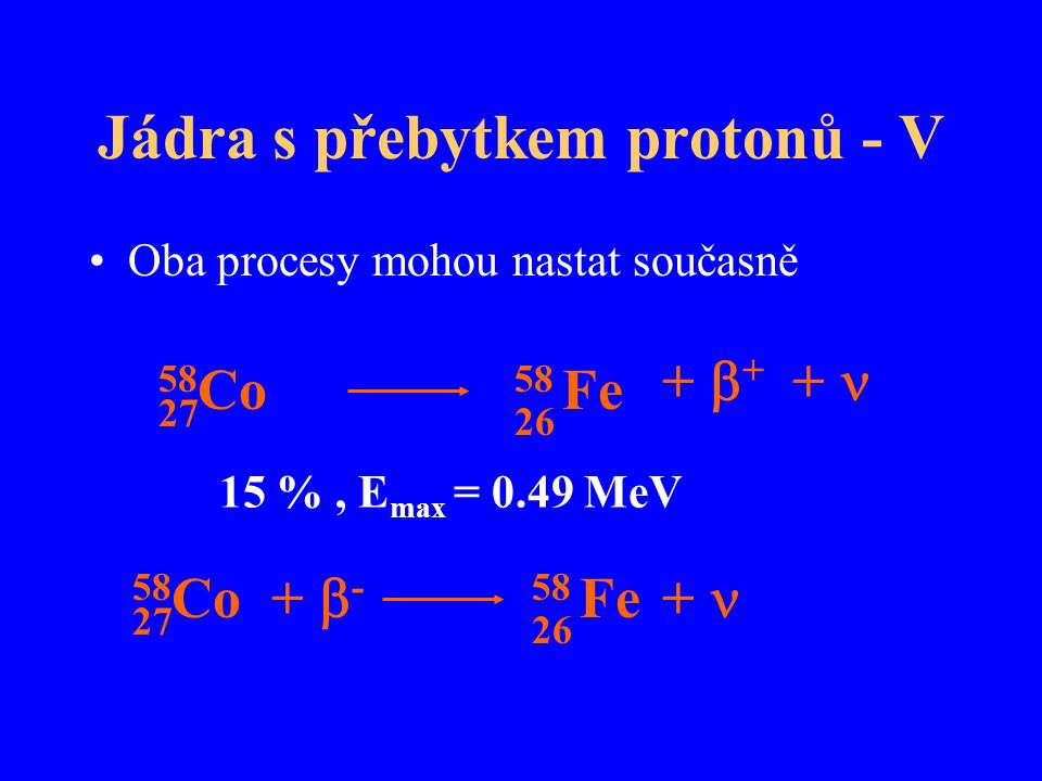 Jádra s přebytkem protonů - V