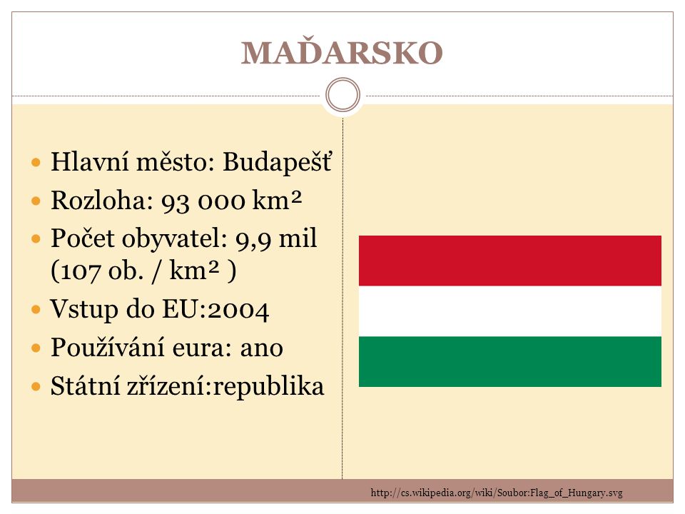 MAĎARSKO Hlavní město: Budapešť Rozloha: km²