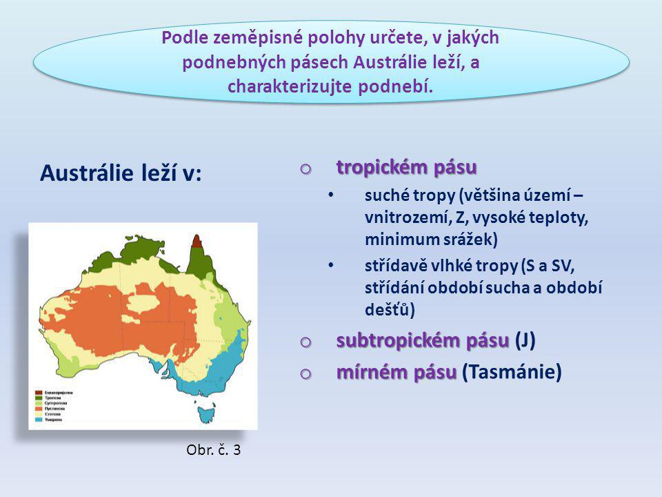 Austrálie leží v: tropickém pásu subtropickém pásu (J)