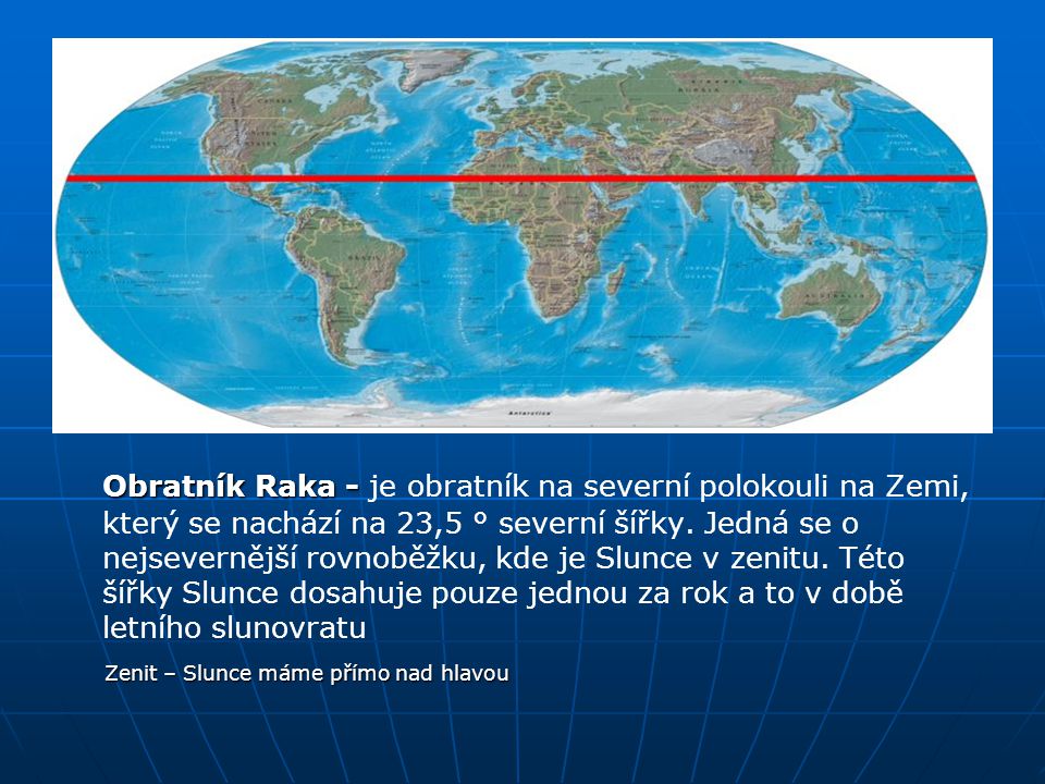 Obratník Raka - je obratník na severní polokouli na Zemi, který se nachází na 23,5 ° severní šířky. Jedná se o nejsevernější rovnoběžku, kde je Slunce v zenitu. Této šířky Slunce dosahuje pouze jednou za rok a to v době letního slunovratu