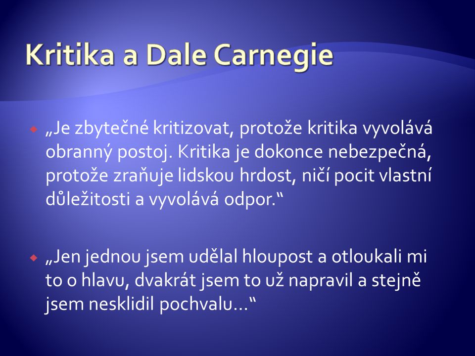 Kritika a Dale Carnegie