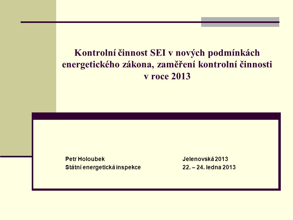 Kontrolní činnost SEI v nových podmínkách energetického zákona, zaměření kontrolní činnosti v roce 2013