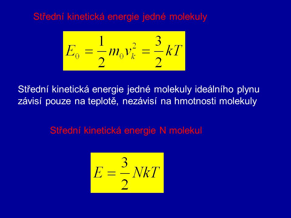 Střední kinetická energie jedné molekuly