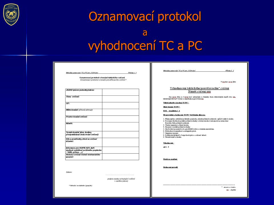 Oznamovací protokol a vyhodnocení TC a PC