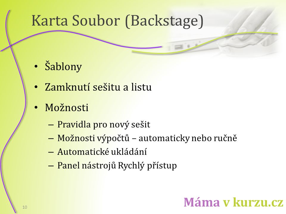 Karta Soubor (Backstage)