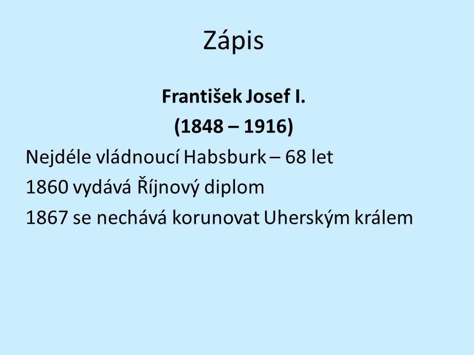 Zápis František Josef I.