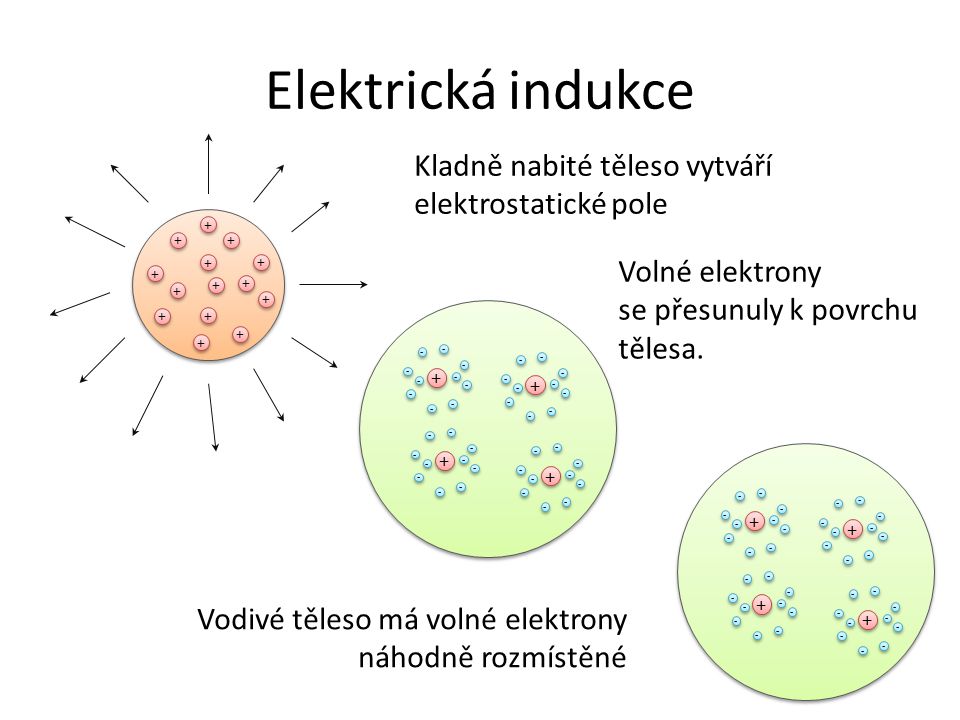 Elektrická indukce Kladně nabité těleso vytváří elektrostatické pole